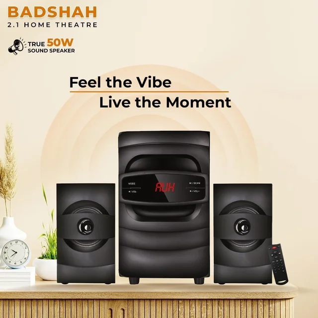 LAPCARE (LUS-207) Badshah 2.1 50W Bluetooth Home Theatre With High Bass | Stereo Sound | Multi Connectivity & Wireless Remote (Black)