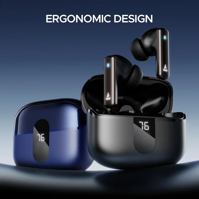 BOAT Boat Airdopes 121 Pro Plus | 100H Battery 4Mics ENX | Low Latency Fast Charge | LED Display Bluetooth in Ear Earbuds | TWS Ear Buds Wireless Earphones With Mic (Black)