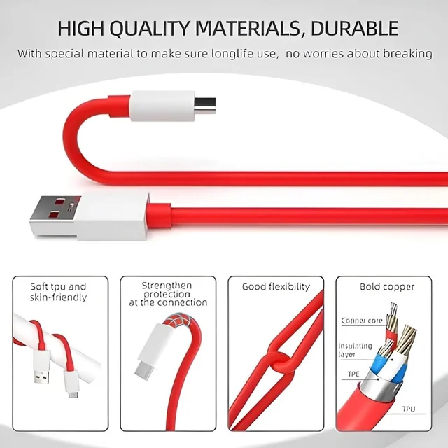 VEV ONEPLUS Data Cable Fast Charging | Type-C | 90W Output | Super Charger (White)