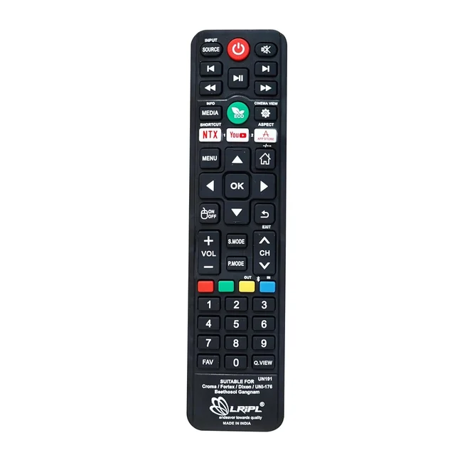 Lripl LRIPL Compatible Remote for Orpel TV/Croma TV/Dixon Remote/Fortex Tv Remote/Beethosol Smart tv Remote/Gangnam Street tv Remote with Netflix YouTube Key (Black)