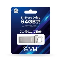 EVM EnStore 64 GB Metal USB 2.0 Flash Drive - High Read Speeds up to 15MB/s & Write Speeds up to 8MB/s - Durable Metal Casing - Ideal for Data Transfer & Storage - (EVMPD/64GB) - 64 GB