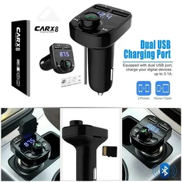 VEV CARX8 Universal Wireless Bluetooth FM Transmitter in Car Adapter for Hands-Free Call Receiver- Stereo Music Player- TF Card - Aux Connector & 2 USB Charger with Modular LCD Display (Black)