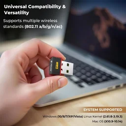 LAPCARE Lapcare 150Mbps Nano Laptop USB Wi-Fi Adapter | Frequency 2.4Ghz | Plug & Play with Free Driver | Supports Windows, Macos & Linux | IEEE 802.11B/G/N (LWD-150) (Black)