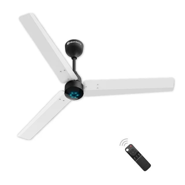 atomberg Renesa 1200mm BLDC Ceiling Fan with Remote Control | BEE 5 star Rated Energy Efficient Ceiling Fan | High Air Delivery with LED Indicators | 2+1 Year Warranty (White & Black) - White & Black