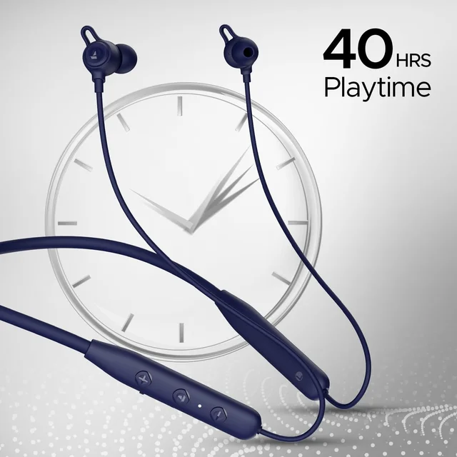 boAt Rockerz 109 Bluetooth Neckband with 40 hrs Playback,ENx Technology, Beast Mode (60ms), Magnetic Buds, Dual Pairing, ASAP Charge, IPX5 Water Resistance (Cool Blue) - Blue