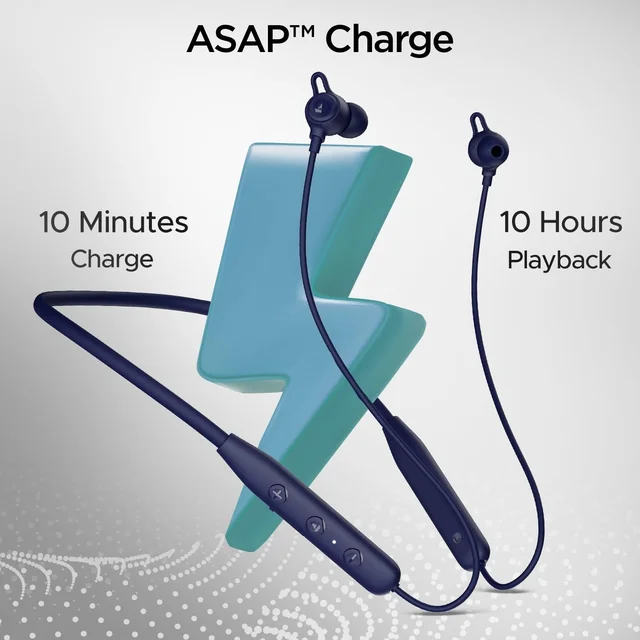 boAt Rockerz 109 Bluetooth Neckband with 40 hrs Playback,ENx Technology, Beast Mode (60ms), Magnetic Buds, Dual Pairing, ASAP Charge, IPX5 Water Resistance (Cool Blue) - Blue