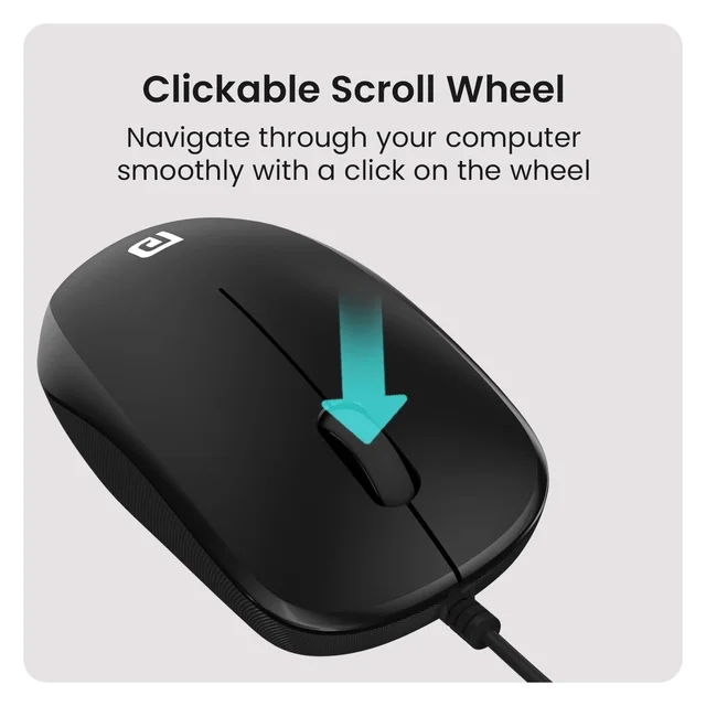Portronics Toad 102 Wired Mouse with 3 Buttons, Clickable Scroll Wheel, High-Precision 1200 DPI Optical Sensor, 1.5m Long Cable, Ergonomic Ambidextrous Design for PC & Laptop (Black)