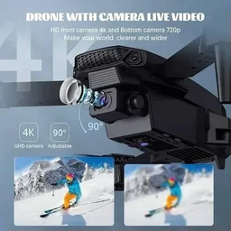 VEV E88 Pro Drone with 4K Camera – WiFi FPV, 1080P HD Dual Camera, Foldable RC with Altitude Hold, Visual Positioning, Auto Return, and App Control – High-Performance 4K Quality (Black)