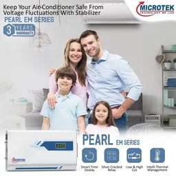 Microtek Pearl EM4130+ Automatic Voltage Stabilizer for AC up to 1.5 ton | 130V-300V (White)