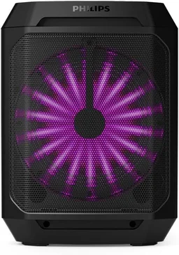 Philips TAX2208 Bluetooth Party Speaker, Dynamic Bass Boost, Bluetooth and Aux-in, Karaoke Microphone Input, Wireless Pairing for Stereo Sound, Up to 7 Hours Battery, Built-in Carry Handle, USB-C (Black)