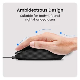 Portronics Toad 102 Wired Mouse with 3 Buttons, Clickable Scroll Wheel, High-Precision 1200 DPI Optical Sensor, 1.5m Long Cable, Ergonomic Ambidextrous Design for PC & Laptop (Black)
