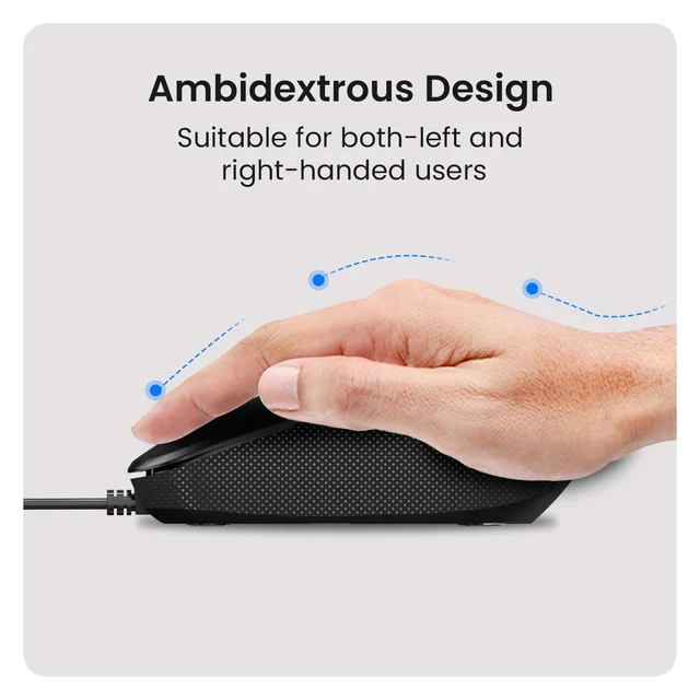 Portronics Toad 102 Wired Mouse with 3 Buttons, Clickable Scroll Wheel, High-Precision 1200 DPI Optical Sensor, 1.5m Long Cable, Ergonomic Ambidextrous Design for PC & Laptop (Black)