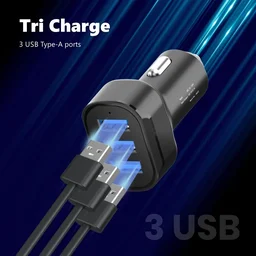 PORTRONICS Portronics 17W Car Power 11 Car Charger with Triple Output, 17 Watts & 3.4 Amp Total Output, Adapter Compatible with Most Cars & Cellular Phones (Black) - Black