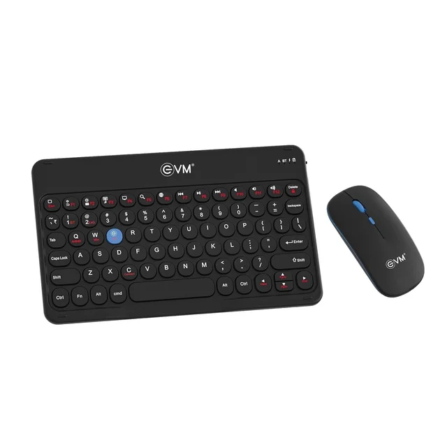 EVM EnArc Wireless Keyboard and Mouse Combo | Rechargeable Battery | Bluetooth 5.0 + 2.4G Slim & Portable | Silent Click (BLACK)