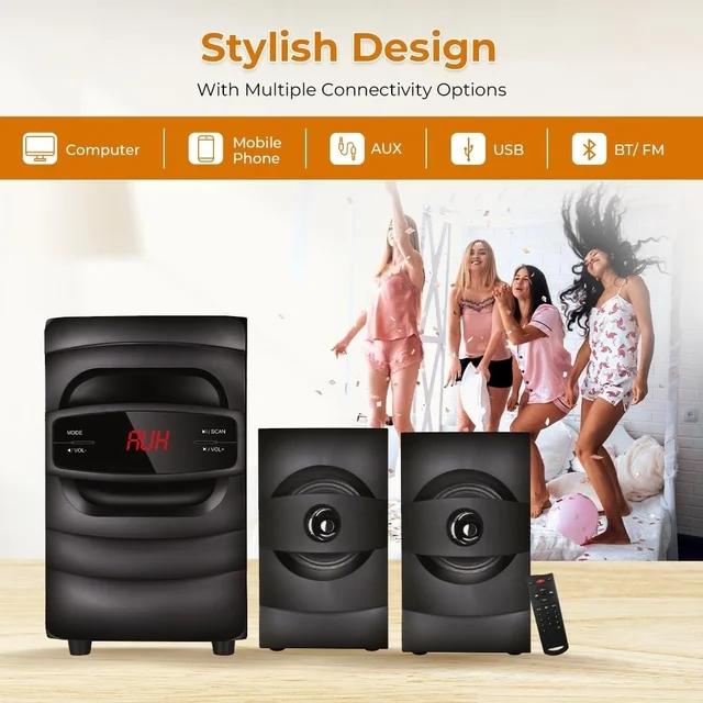 LAPCARE (LUS-207) Badshah 2.1 50W Bluetooth Home Theatre With High Bass | Stereo Sound | Multi Connectivity & Wireless Remote (Black)