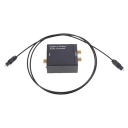 VEV Digital Coaxial Toslink to (L/R) Audio Converter with Fiber Cable - Black