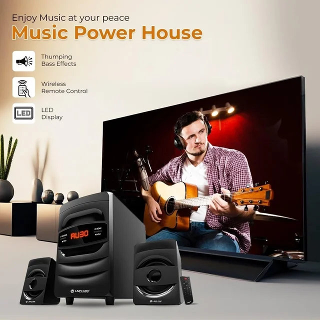 LAPCARE (LUS-207) Badshah 2.1 50W Bluetooth Home Theatre With High Bass | Stereo Sound | Multi Connectivity & Wireless Remote (Black)