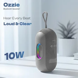 LAPCARE (LBS-102) Ozzie 10W Bluetooth Speaker With RGB Lights, TWS Stereo Sound, Dual Bass Radiators, Bluetooth 5.3, 8H Playtime, Portable Wireless Speaker With AUX & USB Support (Grey)