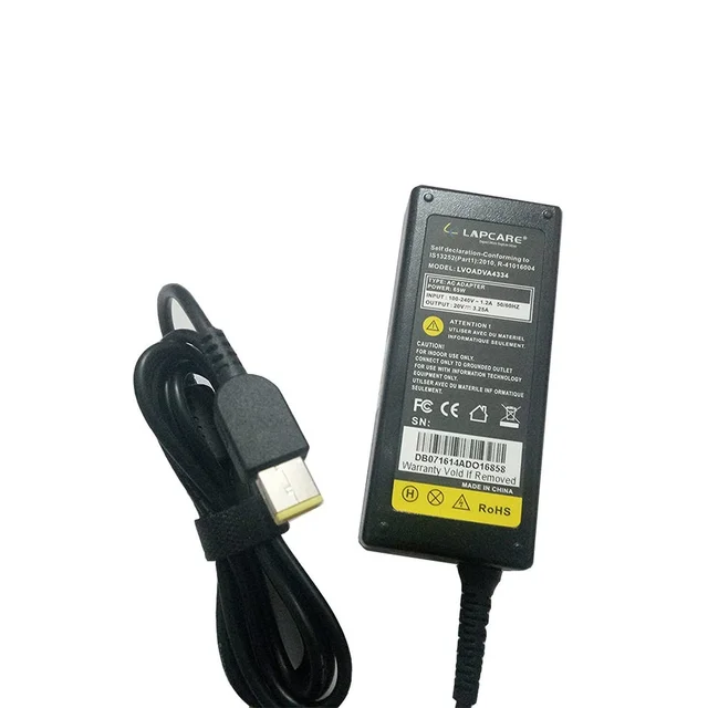 LAPCARE Lapcare Compatible Adapter For Lenovo Laptop 20V | 3.2A | 65W USB Square tip With Pin (BLACK)