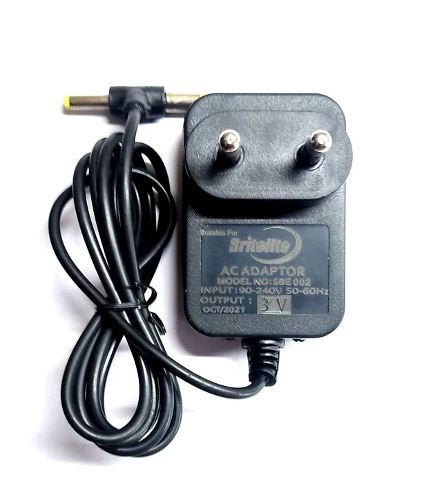 Britelite Power Adapter AC-DC 3V For Britelite Torch Light Charger for Charging Adapter (Black)