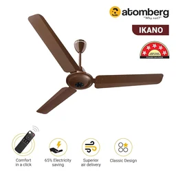 Atomberg atomberg Ikano 1200mm BLDC Ceiling Fan with Remote Control | BEE 5 star Rated Energy Efficient Ceiling Fan | High Air Delivery with LED Indicators | 2+1 Year Warranty (Gloss Black) - Gloss Brown