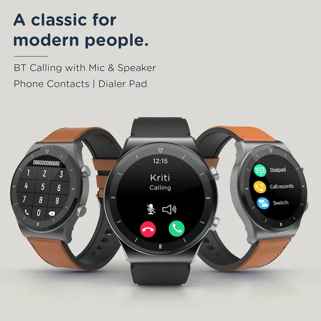 PEBBLE Pebble Revo Smartwatch, 1.3"(3.3cm) HD Touchscreen, Bluetooth Calling, Smart Watch with Rolling UI & Dual Button Technology, Spo2, Heart Rate & Temperature Monitoring (Black) - Black