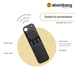 atomberg Renesa 1200mm BLDC Ceiling Fan with Remote Control | BEE 5 star Rated Energy Efficient Ceiling Fan | High Air Delivery with LED Indicators | 2+1 Year Warranty (Ivory & Black) - Ivory & Black