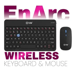 EVM EnArc Wireless Keyboard and Mouse Combo | Rechargeable Battery | Bluetooth 5.0 + 2.4G Slim & Portable | Silent Click (BLACK)