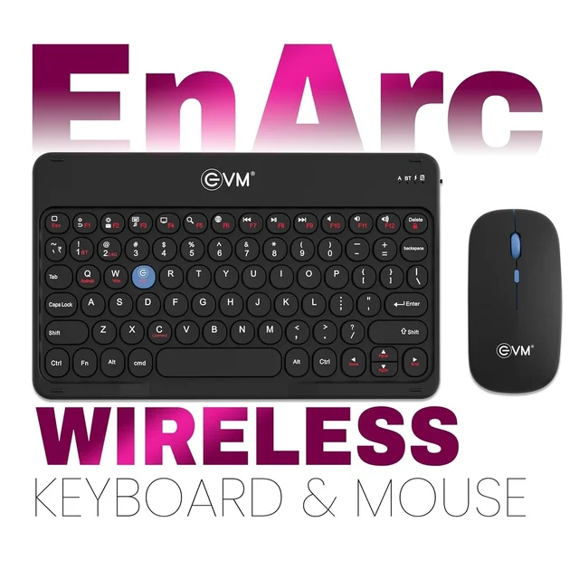 EVM EnArc Wireless Keyboard and Mouse Combo | Rechargeable Battery | Bluetooth 5.0 + 2.4G Slim & Portable | Silent Click (BLACK)