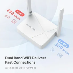 MERCUSYS Mercusys MR20 750 Mbps Wireless Dual Band Wi-Fi Router | AC750 Multi-Mode | 2 High Gain External Antennas | IPTV and IPv6 Supported (WHITE)