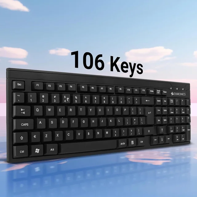 Zebronics ZEBRONICS ZEB - K35 USB Wired Keyboard with Rupee Key, Spill-Proof and Slim Design (Black)