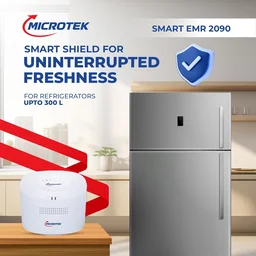 MICROTEK Microtek Smart EMR 2090 Automatic Voltage Stabilizer Series Used for Refrigerator Upto 300 Liters | Input Power Range 90V - 260±5V, Auto Start | Wall Mounted Design With 3 Year Warranty (WHITE)