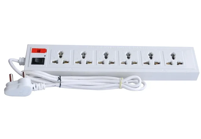 Shreyam SE-244 6 Way Extension | Switch With Indicator | 1.5 Length (White)