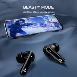 BOAT Boat Airdopes 121 Pro Plus | 100H Battery 4Mics ENX | Low Latency Fast Charge | LED Display Bluetooth in Ear Earbuds | TWS Ear Buds Wireless Earphones With Mic (Black)