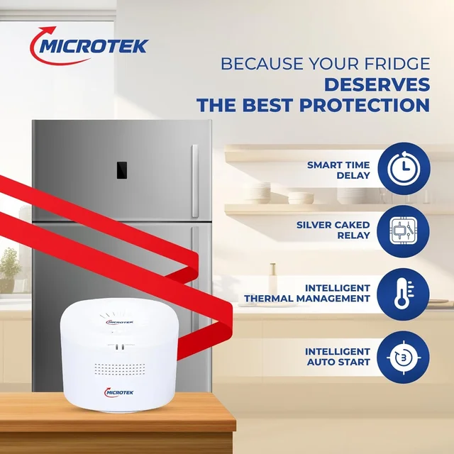 MICROTEK Microtek Smart EMR 2090 Automatic Voltage Stabilizer Series Used for Refrigerator Upto 300 Liters | Input Power Range 90V - 260±5V, Auto Start | Wall Mounted Design With 3 Year Warranty (WHITE)