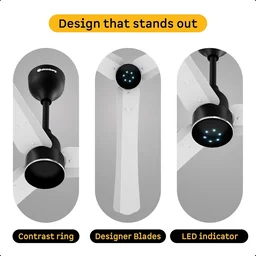 ATOMBERG Atomberg Renesa Halo Smart Celling Fan 1200mm BLDC Ceiling Fan With IoT & Remote | 5 star | High Air Delivery | Low Noise Operation | LED Speed Indicator | Sleek Design | 2+1 Year Warranty | (SeaSand Ivory & Black) - GL White & Black