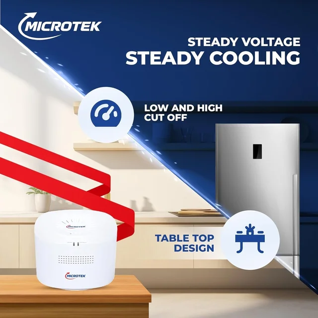 MICROTEK Microtek Smart EMR 2090 Automatic Voltage Stabilizer Series Used for Refrigerator Upto 300 Liters | Input Power Range 90V - 260±5V, Auto Start | Wall Mounted Design With 3 Year Warranty (WHITE)