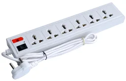 Shreyam SE-244 6 Way Extension | Switch With Indicator | 1.5 Length (White)