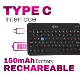 EVM EnArc Wireless Keyboard and Mouse Combo | Rechargeable Battery | Bluetooth 5.0 + 2.4G Slim & Portable | Silent Click (BLACK)