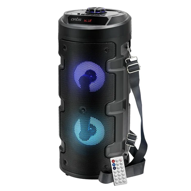 Artis MS301 Wireless Bluetooth Portable Party Speaker with RGB Glow Lights, Wired Mic, Remote Control, FM Radio & Aux in/USB/TF Card Reader Input | 20W RMS Output (Black)