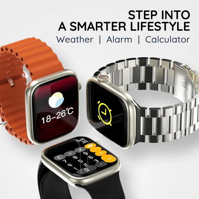 PEBBLE Pebble Trio 1.96" Infinite Display BT Calling Smartwatch, Health Suite, Health Suit, Multi Sports, Multiple Watch Faces, AI Voice Assistance, Smart Calculator, Alaram & Notification