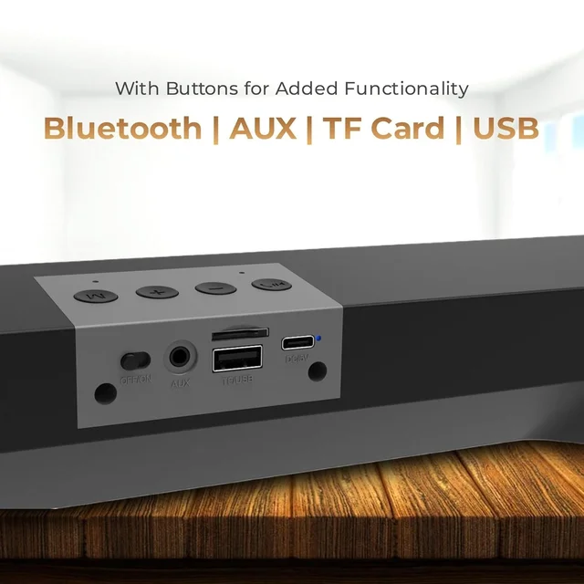 RD SP-12 Smart Portable Stereo Exilor Wireless Soundbar Bluetooth V5.0 Connectivity 20 Watts 2.0 Sound Treble Extra Bass Speaker Supports TF/SD Card/USB/AUX 8 Hours Playback Time IPX4 Waterproof (Black)