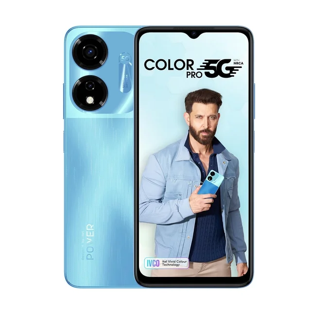 Itel COLOR PRO 5G | Color Changing Back | 6GB RAM+128GB ROM, Upto 12GB RAM with Memory Fusion| | Dimensity 6080 | 50MP AI Dual Rear Camera| 5000mAh Battery with 18W Type-C Fast Charging (River Blue) - 6GB