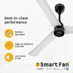 ATOMBERG Atomberg Renesa Halo Smart Celling Fan 1200mm BLDC Ceiling Fan With IoT & Remote | 5 star | High Air Delivery | Low Noise Operation | LED Speed Indicator | Sleek Design | 2+1 Year Warranty | (SeaSand Ivory & Black) - GL White & Black