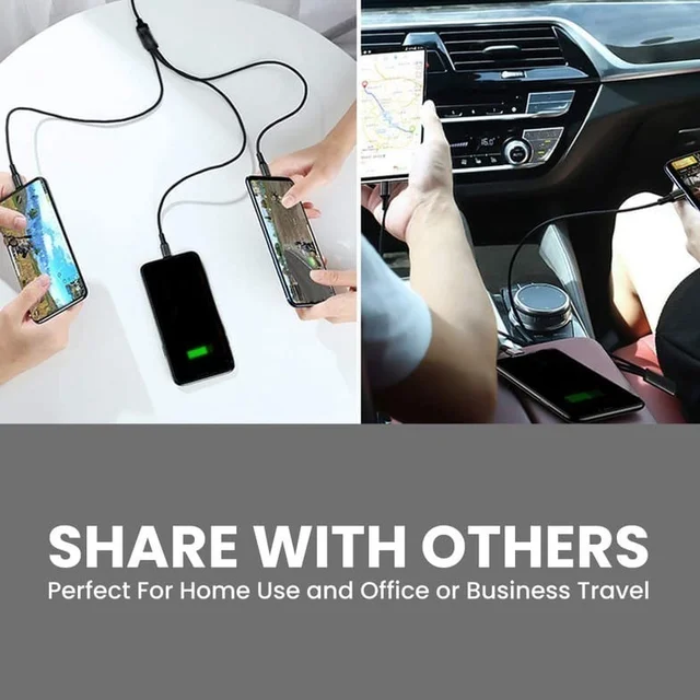 LAPCARE Lapcare (LTC-090) Hook USB to 3 in 1 Braided Charging Cable With Metal Shell 1.5M Cable (Black)