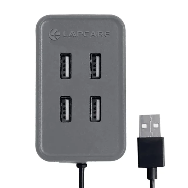LAPCARE (LHB-006) USB 2.0 4 Port Hub 4 port expansion | USB 2.0 Ports | USB Plug-in | Desktop Peripheral Hub | 1 Meter Long Cable (BLACK)