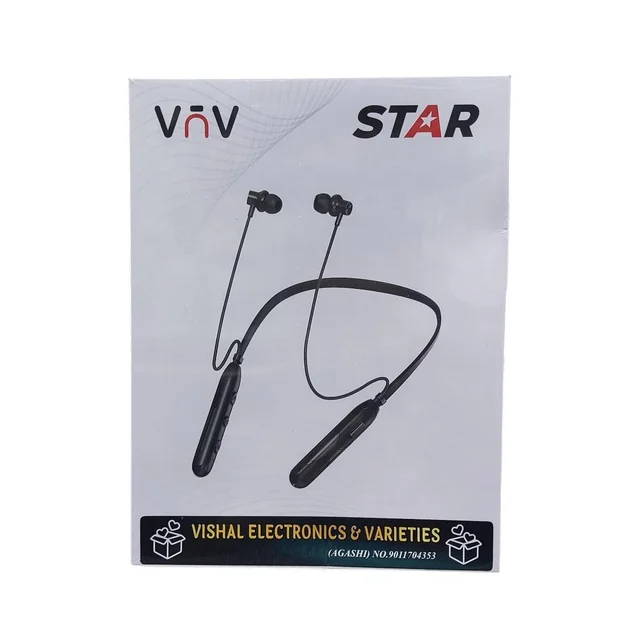 VEV Star ML-100 Wireless Neck Band Magnetic Stereo Earbunds | Upto 32 Hrs Play Time | With Type-C Charging (BLACK)