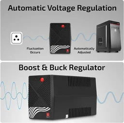i-Ball iBall Nirantar UPS-621V Uninterruptible Power Supply Delivers 230 V Line-interactive | Overload Protection | Automatic Voltage Regulation | Auto Restart Rack-mount Model UPS with Overload Protection | 3 Outlet Plugs | Generator Compatible For Office Computers (BLACK)