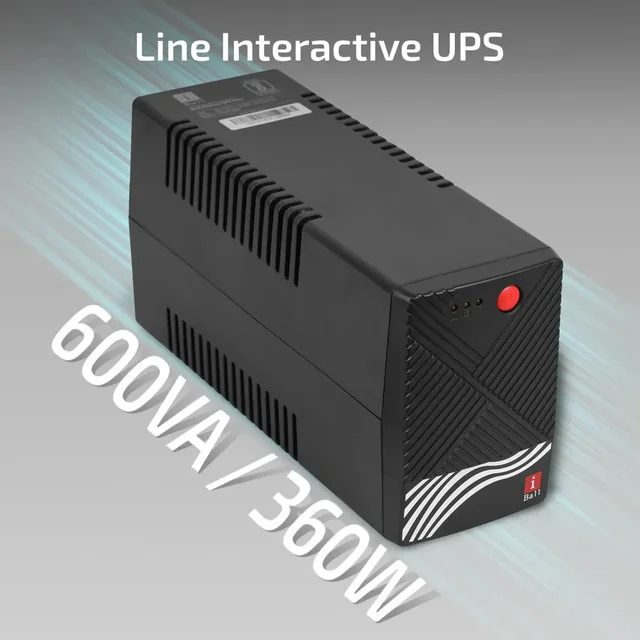 i-Ball iBall Nirantar UPS-621V Uninterruptible Power Supply Delivers 230 V Line-interactive | Overload Protection | Automatic Voltage Regulation | Auto Restart Rack-mount Model UPS with Overload Protection | 3 Outlet Plugs | Generator Compatible For Office Computers (BLACK)