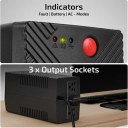 i-Ball iBall Nirantar UPS-621V Uninterruptible Power Supply Delivers 230 V Line-interactive | Overload Protection | Automatic Voltage Regulation | Auto Restart Rack-mount Model UPS with Overload Protection | 3 Outlet Plugs | Generator Compatible For Office Computers (BLACK)